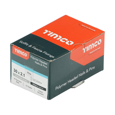 250 x TIMCO Polymer Headed Pins A4 Stainless Steel Chartwell Green - 30mm