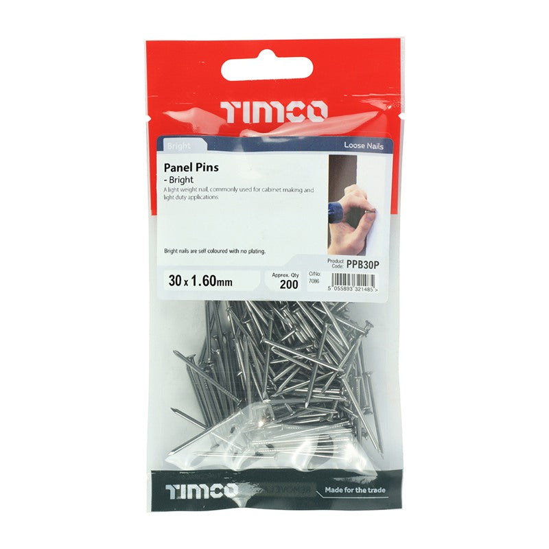 200 x TIMCO Panel Pins Bright - 30 x 1.60