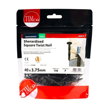 0.5kg - TIMCO Square Twist Nails Sherardised - 40 x 3.75