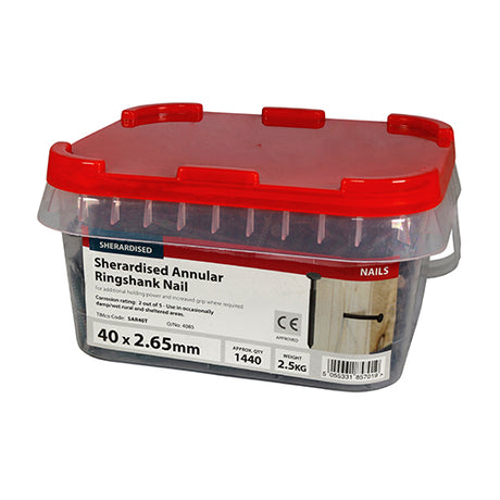 2.5kg - TIMCO Annular Ringshank Nails Sherardised - 40 x 2.65
