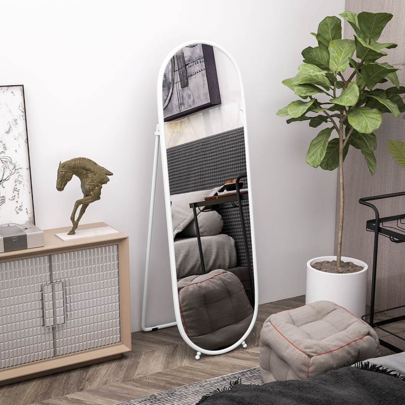 HOMCOM Two-Way Curved Full Length Mirror - White