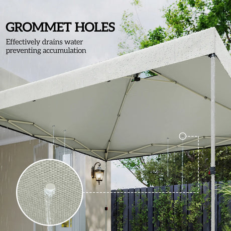 Outsunny Gazebo Roof Replacement UV50+ Waterproof Pop Up Canopy Cover with 8 Drainage Holes 3 x 3 m White