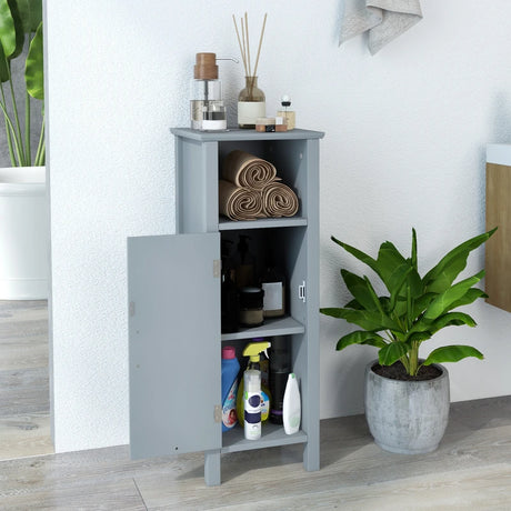 Bathroom Storage Organizer with 2-Tier Cabinet-Gray