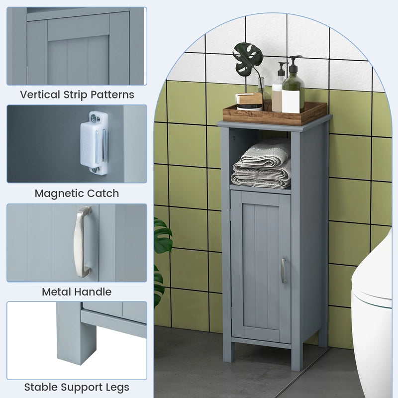 Bathroom Storage Organizer with 2-Tier Cabinet-Gray