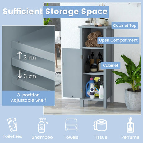 Bathroom Storage Organizer with 2-Tier Cabinet-Gray