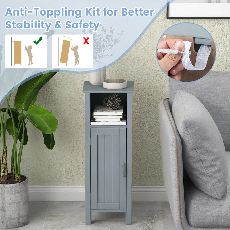 Bathroom Storage Organizer with 2-Tier Cabinet-Gray