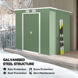 Outsunny 7 x 4ft Galvanised Steel Garden Shed, with Foundation Kit - Green