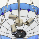 HOMCOM Tiffany Style Ceiling Light, Vintage Chandelier with 3 E27 Sockets, Semi Flush Mount for Living Room, Bulbs Not Included