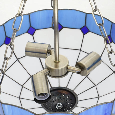 HOMCOM Tiffany Style Ceiling Light, Vintage Chandelier with 3 E27 Sockets, Semi Flush Mount for Living Room, Bulbs Not Included