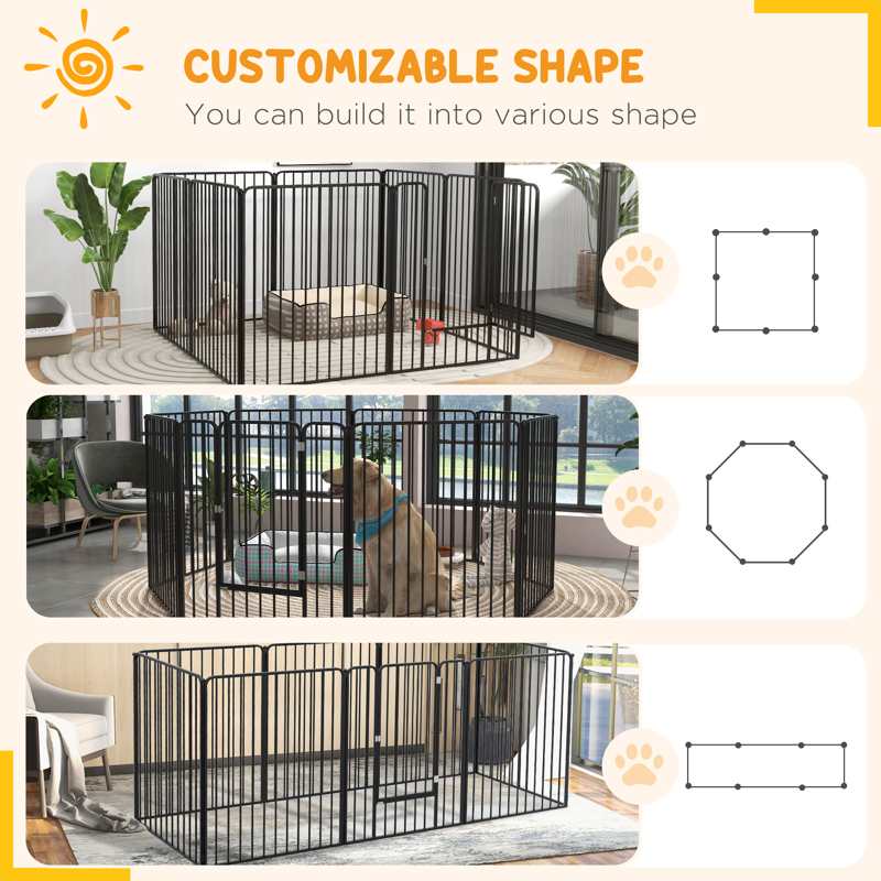 PawHut 100cm 8 Panels Heavy Duty Dog Pen, Pet Playpen for Indoors, Outdoors, Small, Medium, Large Dogs