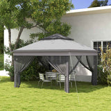 Outsunny 3 x 3(m) Pop Up Gazebo, Height Adjustable Instant Event Shelter with Netting and Carrying Bag, Grey