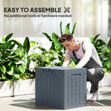 Outsunny 93L Plastic Garden Storage Box, Outdoor Storage Box with Handles, Waterproof Outdoor Storage Container, Light Grey