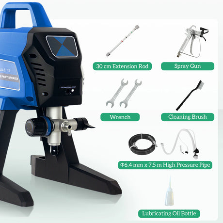 HOMCOM Airless Paint Sprayer, Thinning-Free, Electric Fence Paint Sprayer for Exterior and Interior DIY Painting Projects, Wall Spray Gun Machine, Household Use, 1.5L/min, 200Bar, 7.5m Hose Dark Blue