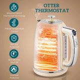 HOMCOM Polished Retro 40-100C Kettle and Toaster Set - Cream