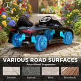 AIYAPLAY Licensed Mercedes AMG Kids Electric Car, 12V Ride On Car with Dual Motors, Remote Control for 3-6 Years, Black