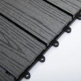Outsunny WPC Interlocking Decking Tiles, Pack of 11 Interlocking Patio Paving Slabs, 30 x 30 x 2.2 cm, Grey