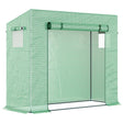 Outsunny Small Walk-in Garden Greenhouse with Steel Frame, Large Roll-up Door and Windows, 200Lx76Wx168Hcm, Green