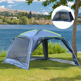 Outsunny 5-8 Persons Pop Up Tent Camping Gazebo Garden Tent-Dark Blue/Green