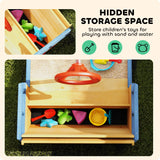 Outsunny Kids Sand Pit, Children Pirate Ship Sandbox with Bench, Bottom Liner, Seat, Natural Wood Tone
