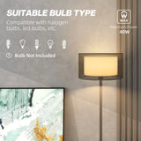 HOMCOM Floor Lamp for Living Room, Modern Standing Lamp with Double Layer Shade & Foot Switch, Minimalist Tall Pole Lampshade for Bedroom, Office, Black