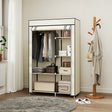 HOMCOM Fabric Wardrobe, Portable Wardrobe with 6 Shelves, 1 Hanging Rail, Foldable Closets, 103 x 43 x 162.5 cm, Cream White