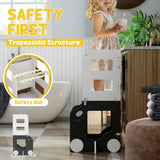 AIYAPLAY Toddler Step Stool, 4 in 1 Standing Tower, Foldable Toddler Step with Safety Rail, for Kitchen, Bathroom, Grey