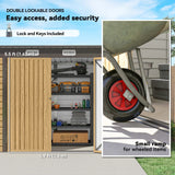 Outsunny 3.7 x 7.9ft Galvanised Steel Shed, with Latched Door and Padlock - Oak