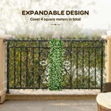 Outsunny 2pc Expanding Garden Trellis, 2 x 1m Faux Decorative Privacy Fence with Artificial Leaves, Privacy Screen Greenery Walls for Garden Balcony, Eucalyptus Leaves