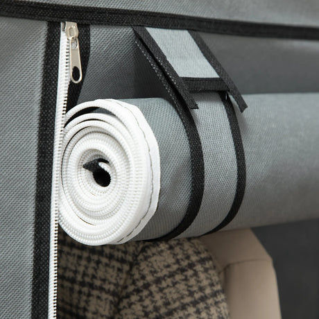 HOMCOM Fabric Wardrobe, with Rails and Shelves - Light Grey