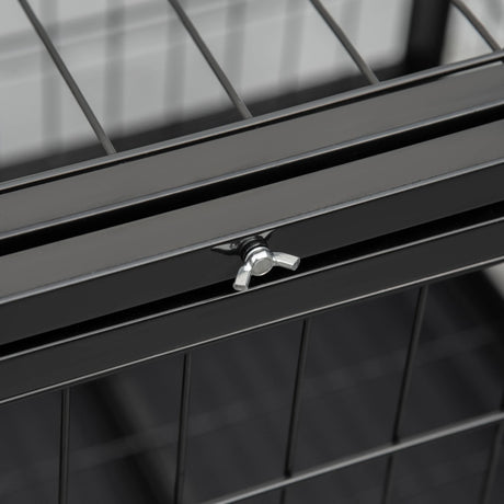 PawHut 36" Heavy Duty Metal Dog Crate Pet Cage with Tray Wheeled Dog Kennel - Black (Medium)