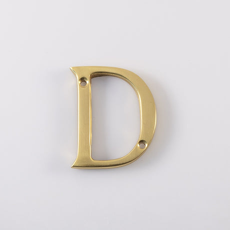 LETTER FACE FIX (D) - POLISHED BRASS - 53MM - EACH