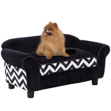 PawHut Dog Sofa Bed for XS-Sized Dogs, Cat Sofa with Soft Cushion, Pet Chair Lounge with Washable Cover, Removable Legs, Wooden Frame - Black