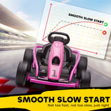 HOMCOM 24V Electric Go Kart for Kids, Drift Ride-On Racing Go Kart with 2 Speeds, for Boys Girls Aged 8-12 Years Old, Pink