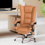 Vinsetto High Back Vibration Massage Office Chair, Heated Reclining PU Leather Computer Chair with 135 Reclining Back and Footrest, Light Brown