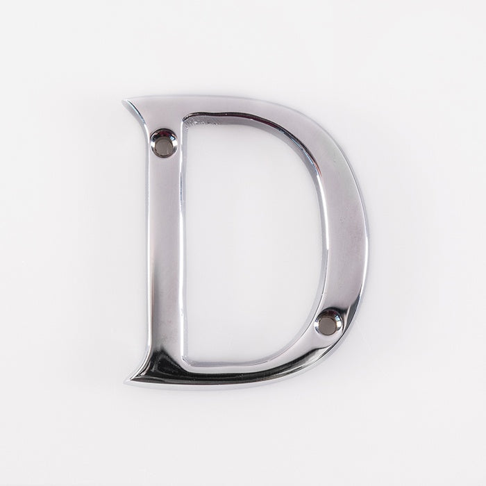 LETTER FACE FIX (D) - POLISHED CHROME - 53MM - EACH