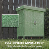 Outsunny Small Shed, Wooden Garden Shed with Openable Hinged Roof and Removable Shelf, 74 x 43 x 88 cm, Light Green