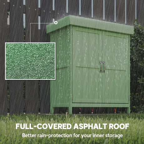 Outsunny Small Shed, Wooden Garden Shed with Openable Hinged Roof and Removable Shelf, 74 x 43 x 88 cm, Light Green