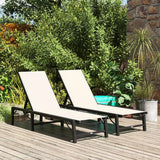 Outsunny Folding Sun Lounger Set of 2, 5-Position Adjustable Reclining Garden Loungers, Garden Chaise Lounge Sunbed Recliner Chairs with Steel Frame for Beach, Porch, Patio, Camping, Khaki