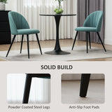 HOMCOM Dining Chairs Set of 2, Modern Upholstered Kitchen Chairs with Metal Legs, Shell Backrest and Padded Seat for Dining Room, Bedroom, Living Room, Vanity, Green