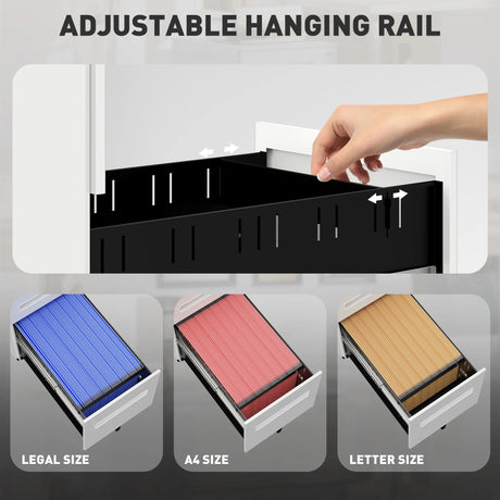 Vinsetto Three-Drawer Steel Filing Cabinet - White