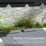 Outsunny Double Outdoor Bed, with Canopy - Light Grey