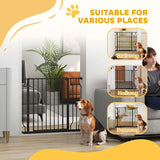 PawHut Wide Dog Safety Gate, with Door Pressure, for Doorways, Hallways, Staircases - Black