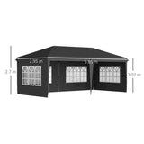 Outsunny 3 x 6m Pop-Up Gazebo, with Removable Walls - Black