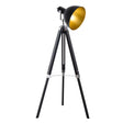 HOMCOM Tripod Floor Lamp, Spotlight Reading Lamp w/ Adjustable Height, Angle, Wood Legs for Living Room, Bedroom, Home, Office, Black and Gold