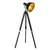 HOMCOM Tripod Floor Lamp, Spotlight Reading Lamp w/ Adjustable Height, Angle, Wood Legs for Living Room, Bedroom, Home, Office, Black and Gold