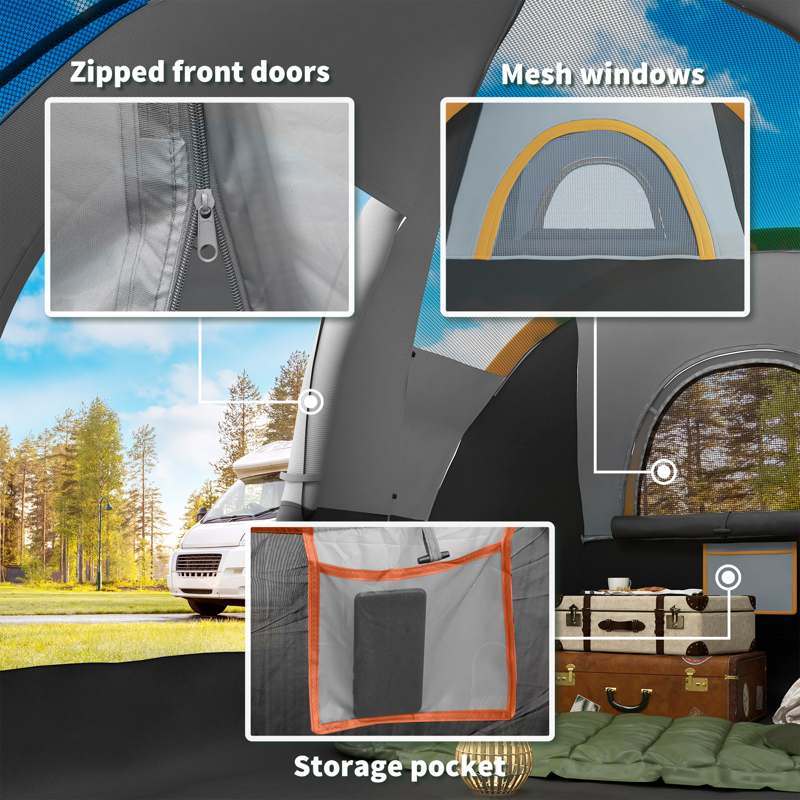 Outsunny 5-6 Man Dome Camping Tent - Light Grey and Black