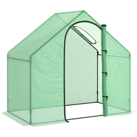 Outsunny Walk In Mini Greenhouse Garden Outdoor Flower Planter Steel Frame w/ Zipped Door & Window, PE Cover, 180 x 100 x 168CM