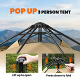 Outsunny Double Layer Instant Pop Up Tent with Rainfly, Portable Camping Shelter with Sewn-in Groundsheet and Carry Bag, Brown