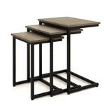 3 Pieces Multifunctional Coffee End Table Set-Oak