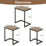 3 Pieces Multifunctional Coffee End Table Set-Oak